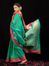Vintage Opulence Green & Fuchsia Paithani Silk Saree with Blouse Fabric